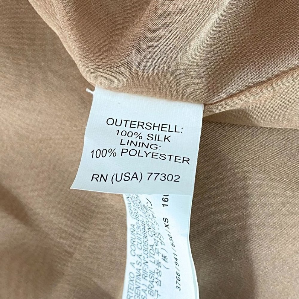 NWT ZARA BEIGE NUDE 100% SILK PUFFY LAYERED MINI SLEEVELESS DRESS - XS - Picture 9 of 9
